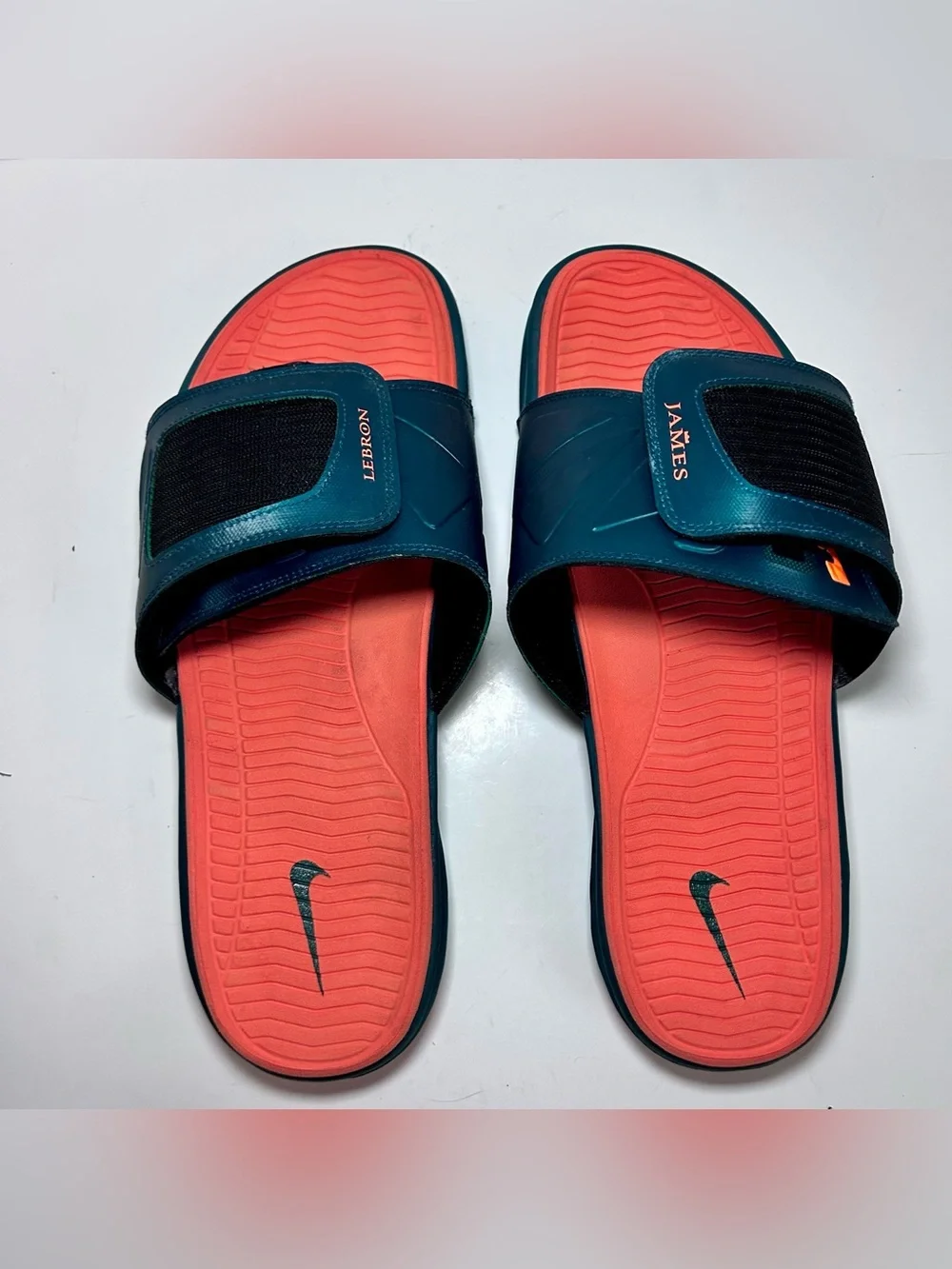 Nike Air Max Labron 2 Elite Slides Men’s 13 Dark Atomic Teal/Total Orange